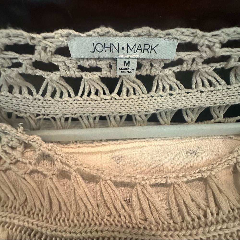 John‎ Mark Boho Crochet Butterfly Blouse Size Medium Top - Picture 15 of 16